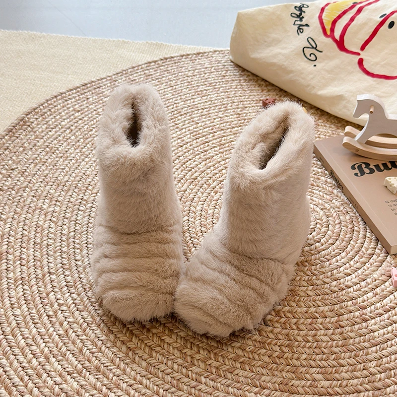 

Детские полусапожки в корейском стиле, детские термосапоги с мягкой подошвой, теплые и удобные зимние ботинки 2025 года, новые плюшевые сапоги для девочек с круглым носком