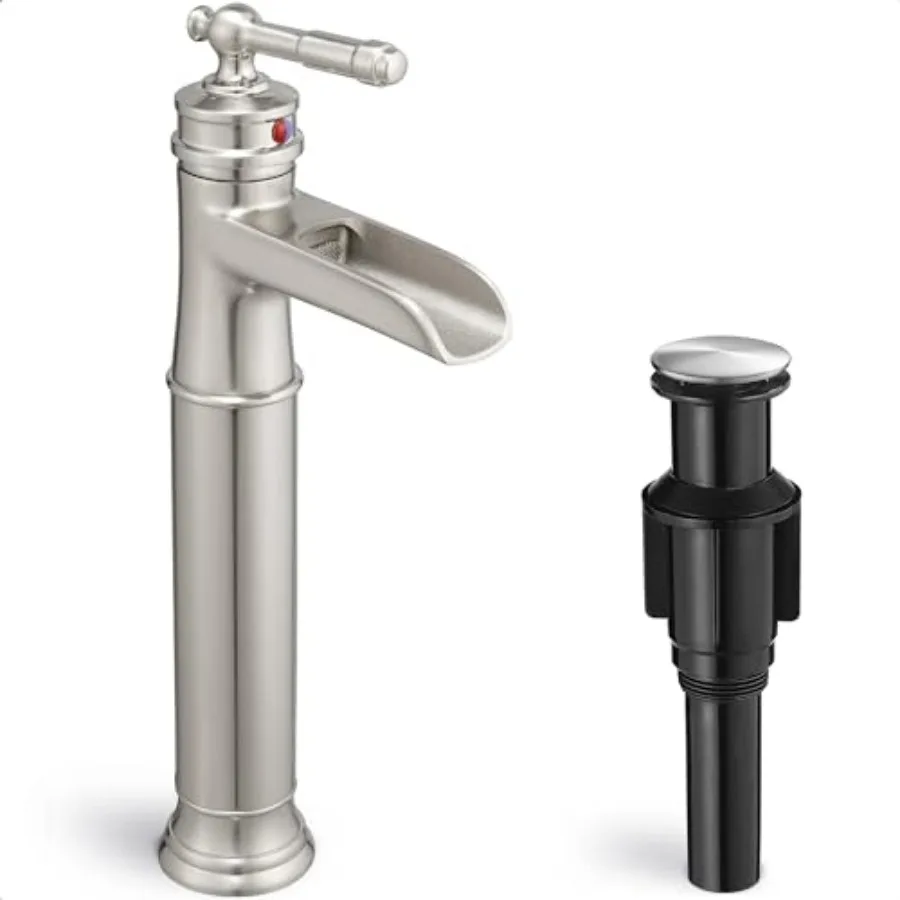 

Vessel Sink Faucet, Brass Waterfall Bathroom Faucet Single Hole, Tall Bathroom Sink Faucet, Bathroom Faucets Single Handle with
