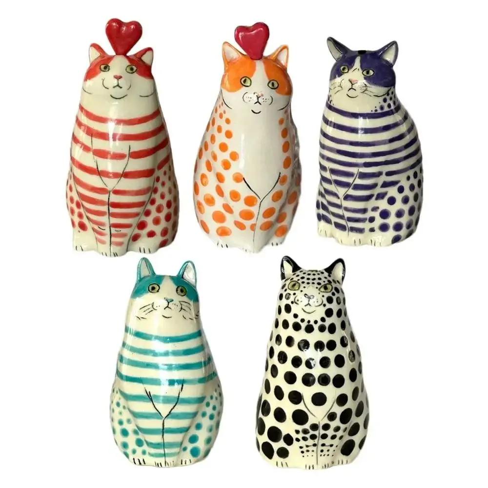 Multicolor Polka Dot Cat Vase Cute Small Caliber Tiny Animal Flower Vase Creative Cartoon Decorative Bottles Wedding Decor