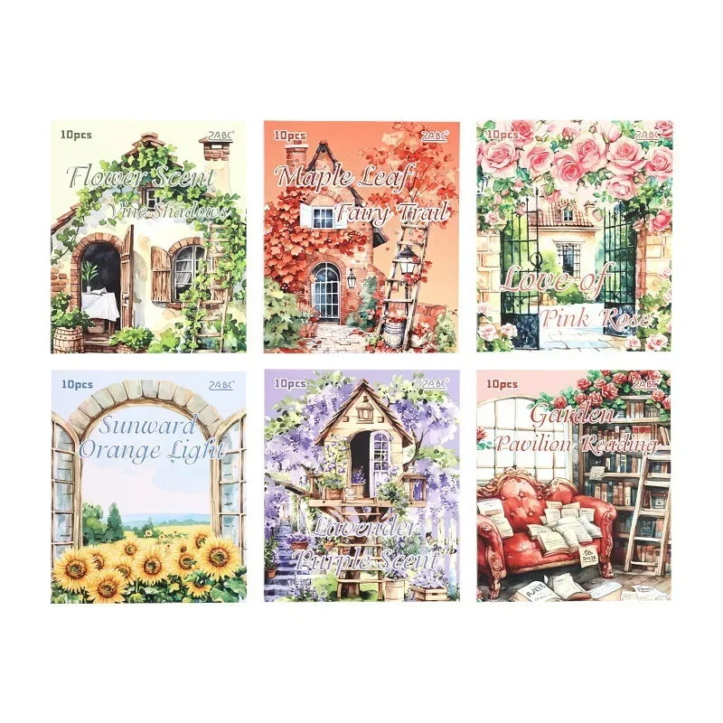 10Pcs/pack Garden Dream Fences with Florals Washi Sticker Cute DIY Material Big Creative Scrapbooking Journaling Collages