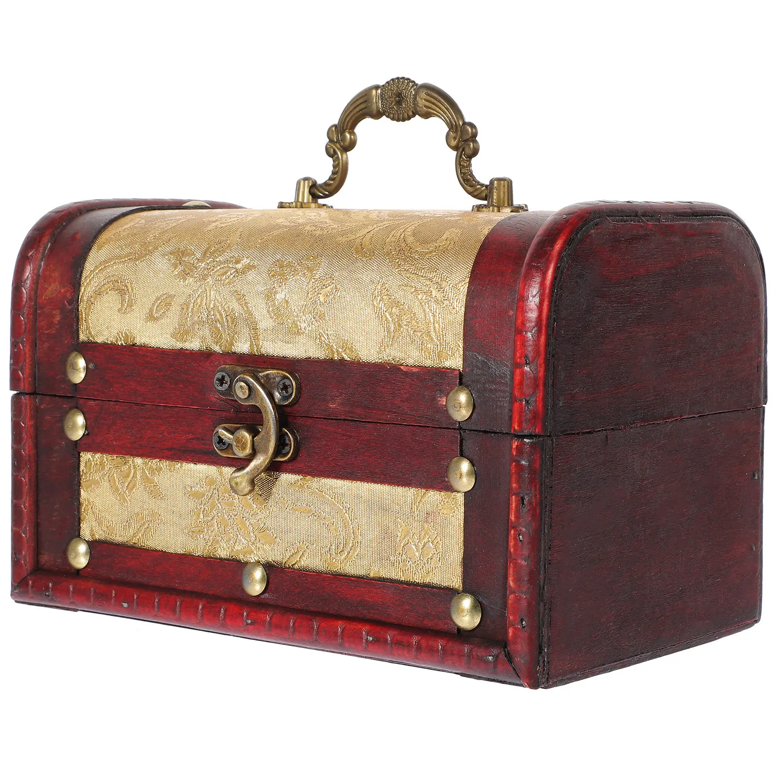 

Wooden Desktop Storage Box Compact Vintage Jewelry Chest Trinket Keepsake Box Retro Treasure Storage Case Photo Prop