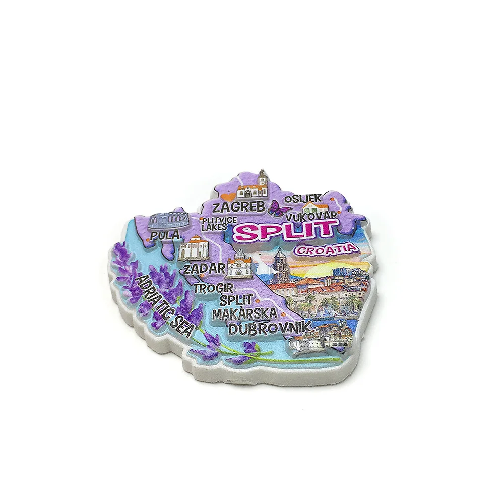 مغناطيس سفر كرواتيا ثلاثي الأبعاد من الراتنج مع سبليت، زغرب، دوبروفنيك، بحر أدرياتيك والمزيد - مغناطيس ثلاجة مزخرف لديكور المطبخ #5
