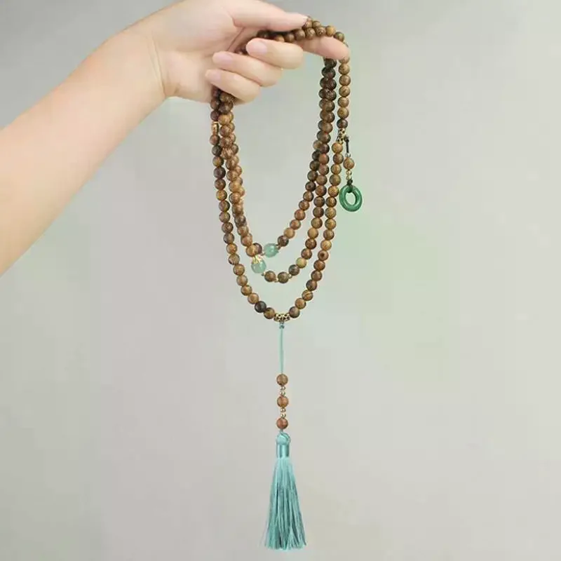 New Chinese Style Ping An Buckle Beads Tassel Sweater Long Chain Necklaces Women Jewelry Accessries