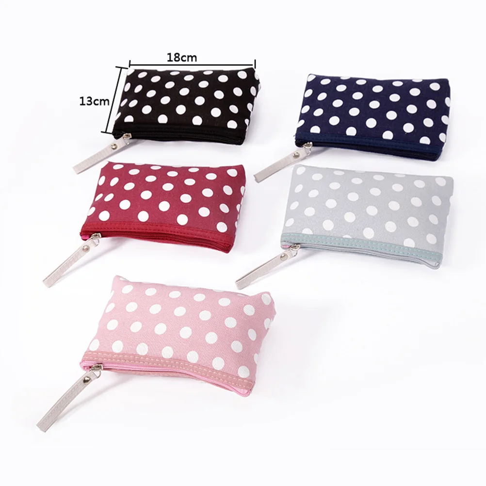 

4Pcs Multifunctional Canvas Bag Zippered Coin Purse Dots Cloth Travel Makeup Pouch Bag Canvas Zippered Coin Purse