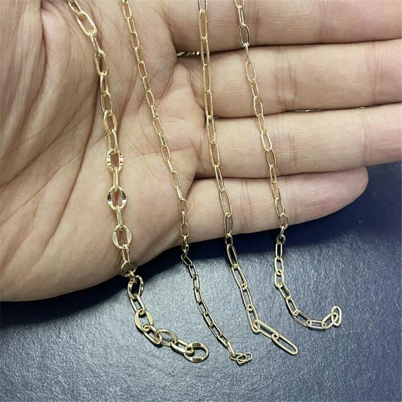 14K Gold Color Plated Brass O Letter Chains for Diy Jewelry Making Accessories Nickle Free Necklace Oval Extend Tail Chain