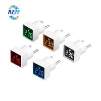 A22F-Digital Voltmeter Square AC220V Square Voltage Tester With LED Display And Indicator Light EU Plug