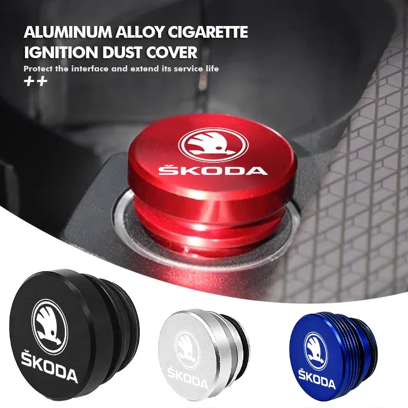 

Car Stickers For Skoda Car Cigarette Lighter Dust Cover Dustproof Decoration Cap Interior Accessories Octavia A5 A7 RS Fabia Sup