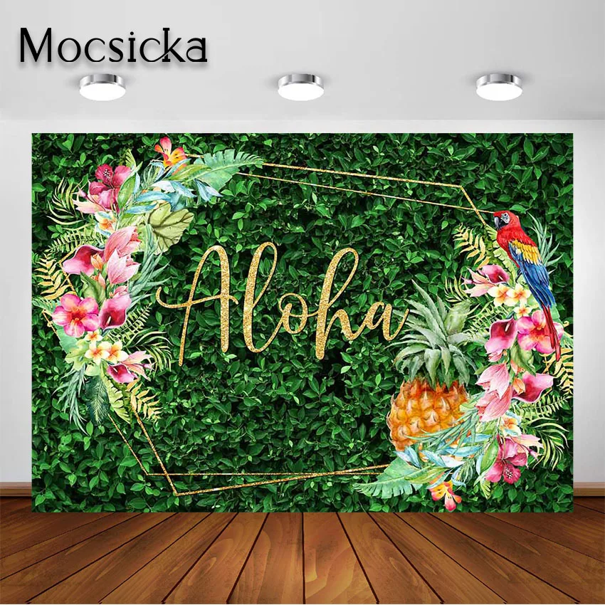 Fondo Mocsicka Aloha para flores tropicales, decoraciones hawaianas para fiesta de cumpleaños, Baby Shower, foto de fondo, suministros para fiesta