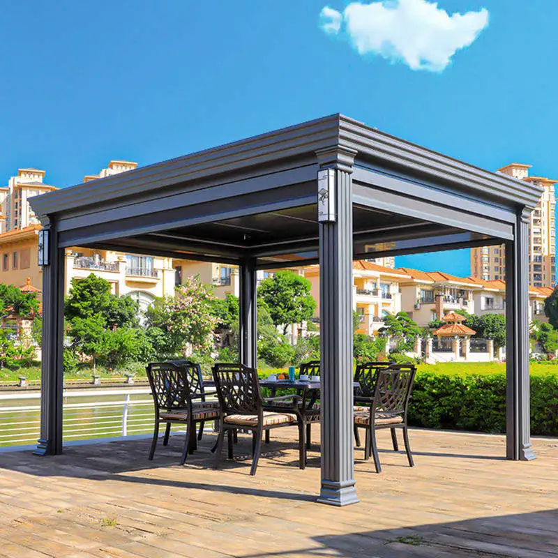 Outdoor Louvered Pergola Aluminum Pergola Rainproof Gazebo With Adjustable Pergola