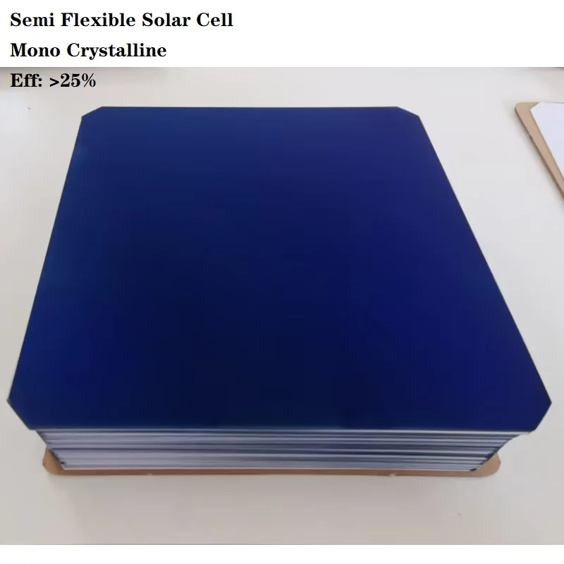 Solar Cells Semi Flexible Type Mono Crystalline 166mm x 166mm For Make Flexible Solar Panel 25% High Efficiency 6.5W 0.6V