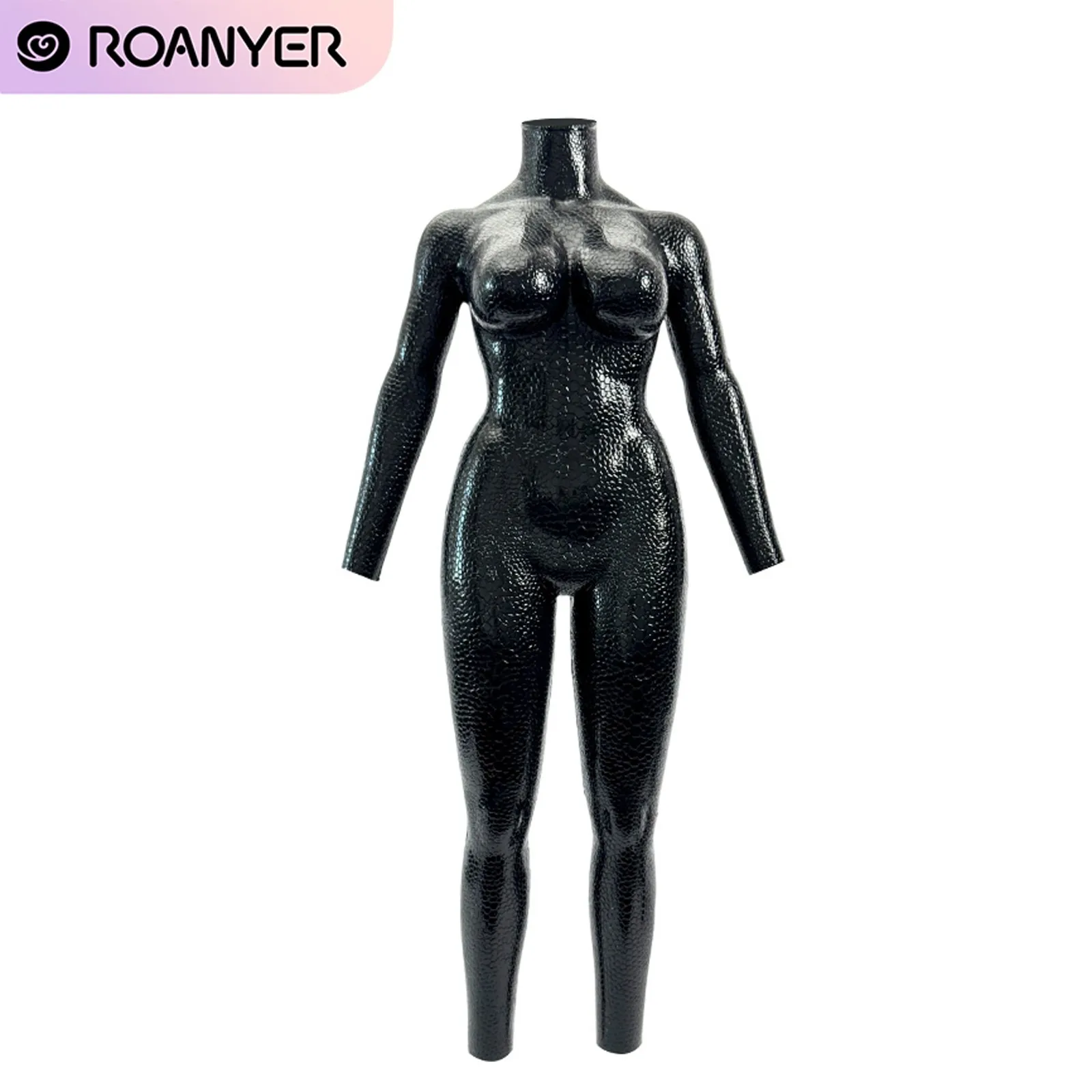 

Roanyer Black Glossy Serpentine Texture D Cup Silicone Bodysuit for Halloween Party Cosplay