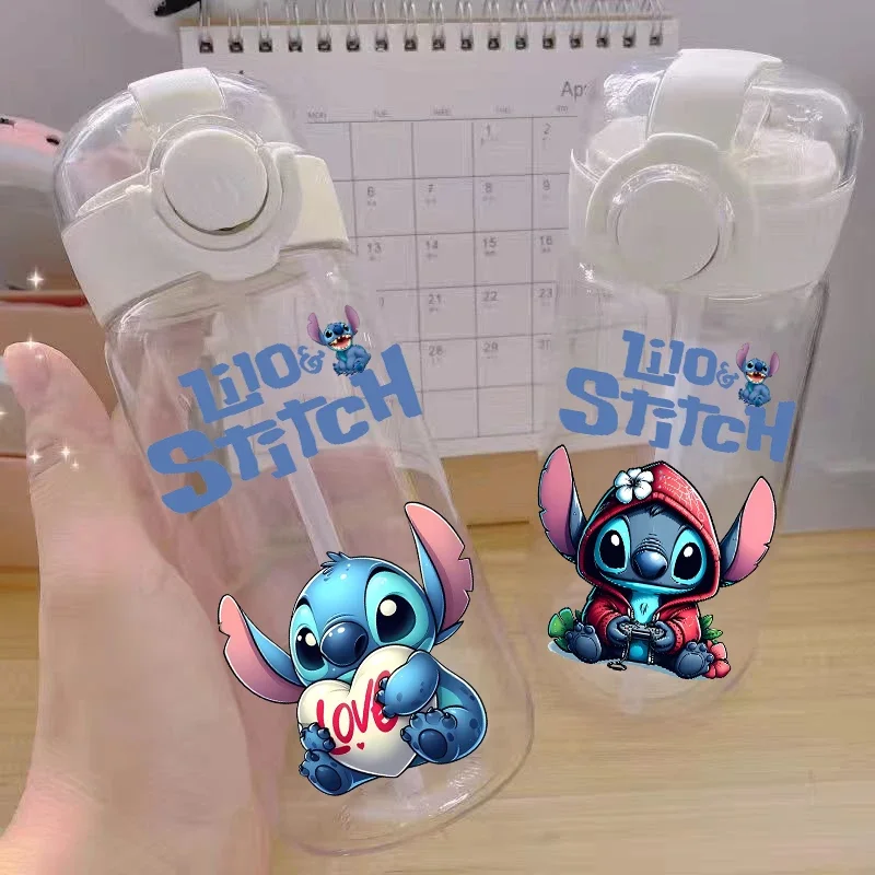 Disney Stitch Cup Clear High Quality Water Bottle Outdoor Lilo & Stitch Sport Leak Proof Cute Plastic Water Bottle for Kids Gift