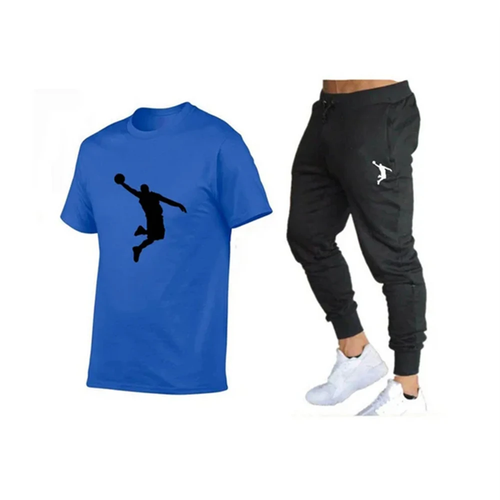 2024 Men Hot-Selling Summer T-Shirt Pants Set Casual Brand Fitness Jogger Pants T Shirts Hip hop Fashicon Men\'sTracksuit