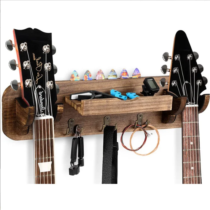 Eco friendly wooden guitar shelf wall key holder wall hook lovely fashion wall mounted storage shelf