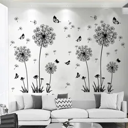 Black dandelion sticker living room bedroom  decoration self adhesive wall art decal