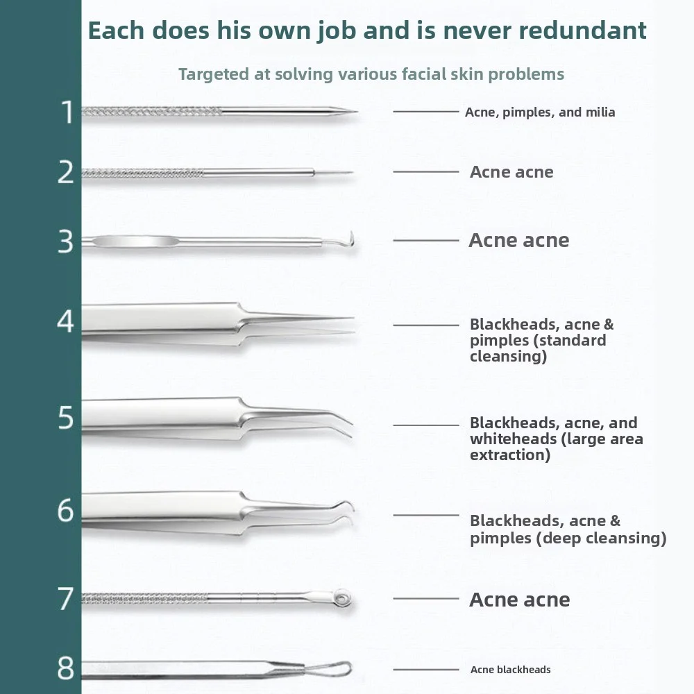 블랙헤드 제거기 여드름 압출기 핀셋 블랙헤드 클립 5종 추출기 여드름 코두름 제거 도구