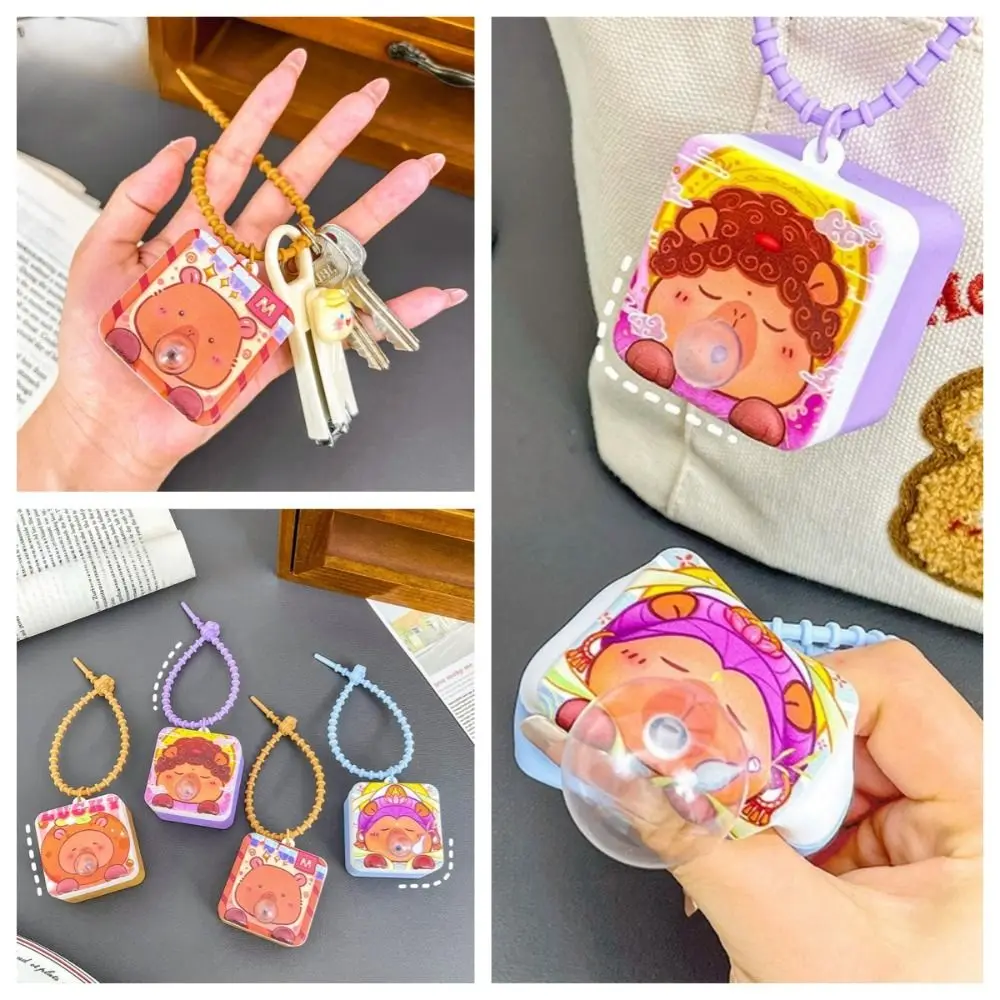 Soft Pinch To Bubble Capybara Keychain Creative Cute Spit Bubble Kapibara Bag Hanging Funny Keyring