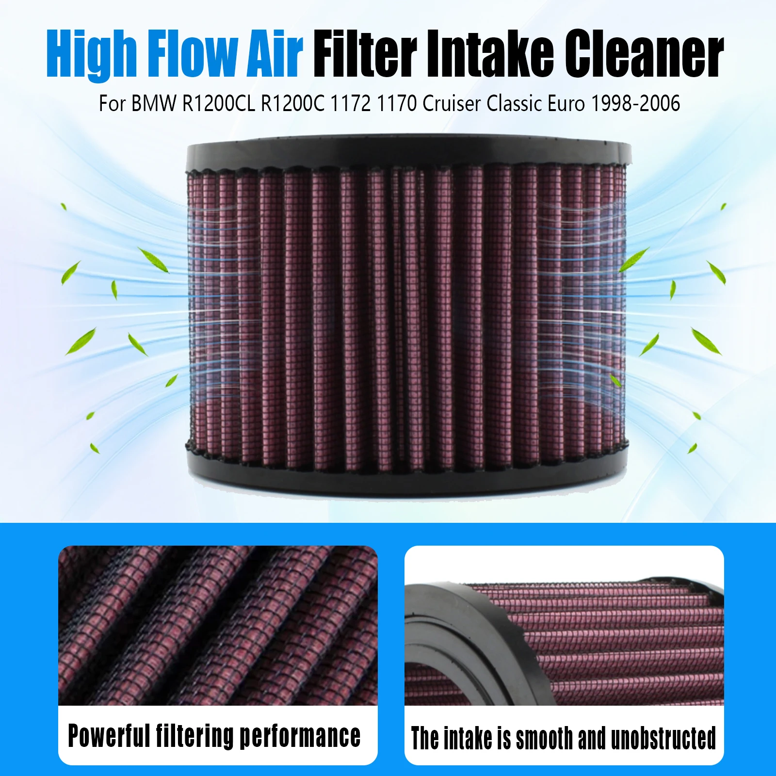 

For BMW R1200C R1200CL 1172 1170 Classic 1998–2006 Air Filters & Systems Motorcycle Air Filter Intake Cleaner Smooth Intake 1Pcs