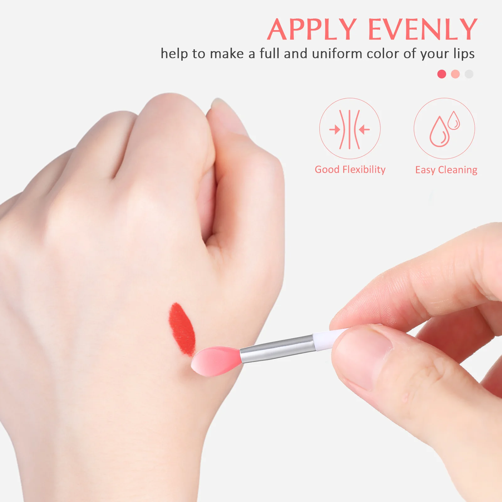 مجموعة فرش شفاه من السيليكون مكونة من 6 قطع، أداة مكياج محمولة برأس واحد ناعمة لملمع الشفاه وكريم البلسم للنساء والفتيات