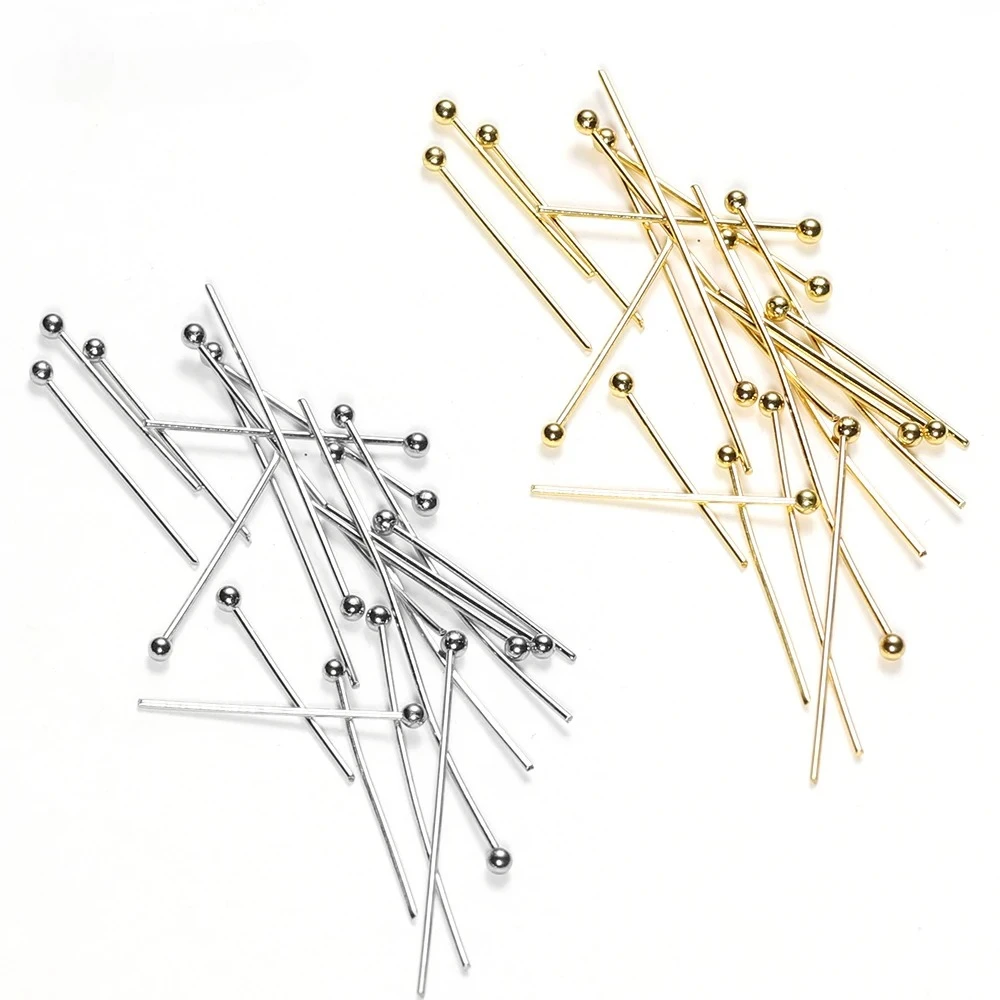 

50Pcs 0.6mm Stainless Steel Water Gold Plated Head Pins DIY Earrings Findings for Handmade Crafts Beads Jewelry Making 20/30mm
