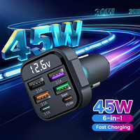 PD30W 6 Ports Fast Car Charger QC3.0 Cigarette Lighter Power Supply Adapter for Mobile Phone Fast Charge USB Fast Car Charger