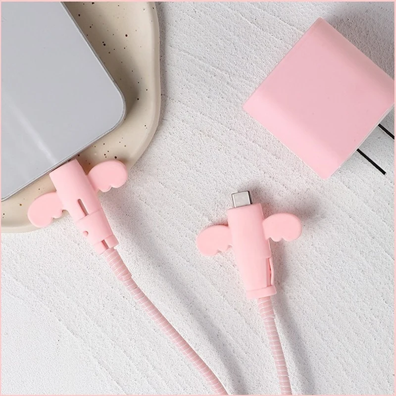20 шт., милый маленький ангел, защитный чехол для кабеля для передачи данных, противоразрывной органайзер для кабеля, USB TypeC, рукав для линии передачи данных