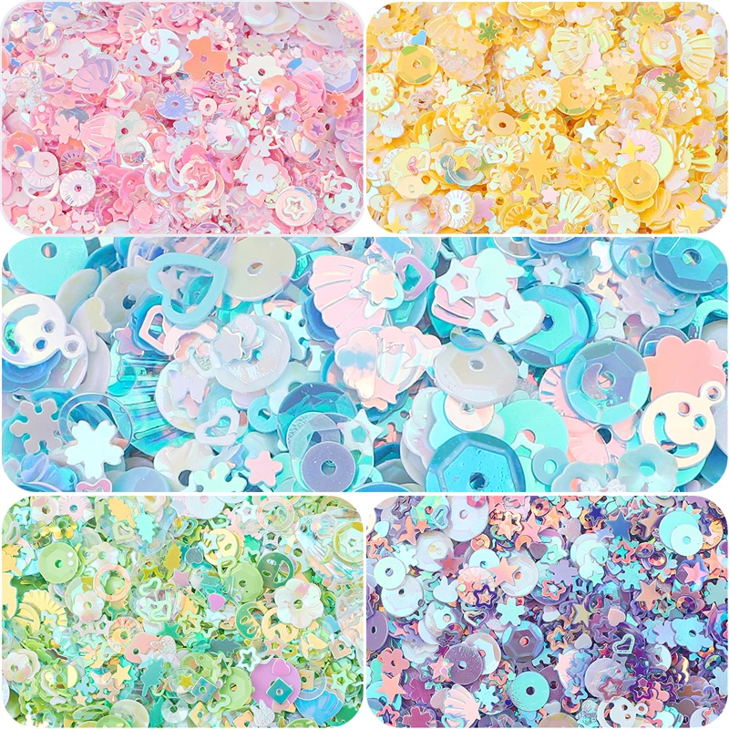 20g Mixed Shapes 3-10mm Colorful Loose Sequins for Nail Decoration Art Craft DIY Scrapbooking Garment Sewing on Accessories