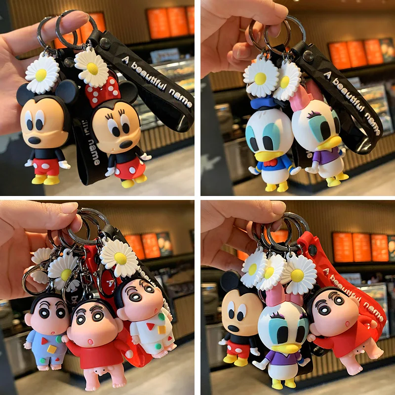 

minso Cartoon Mickey, Mini, Donald Duck keychain pendant, Crayon Shin-chan figure, personalized key chain