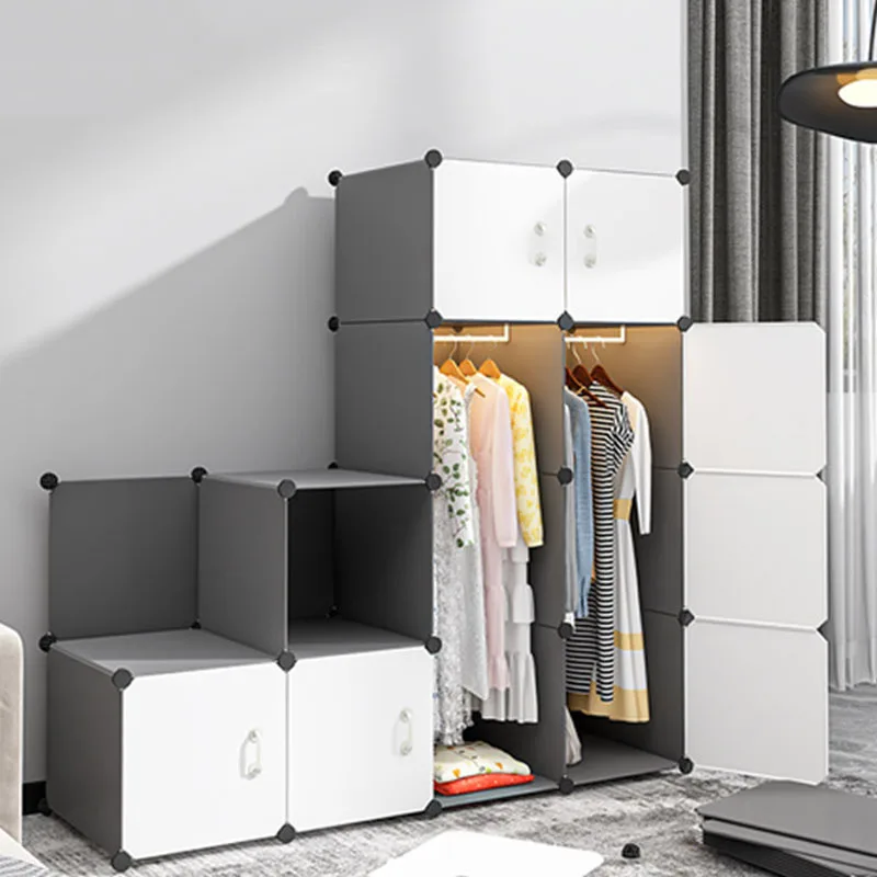 

Plastic Cabinet Wardrobe Storage Organizer Clothes Bedroom Partitions Open Display Wardrobe Modern Guarda Roupa Home Furniture