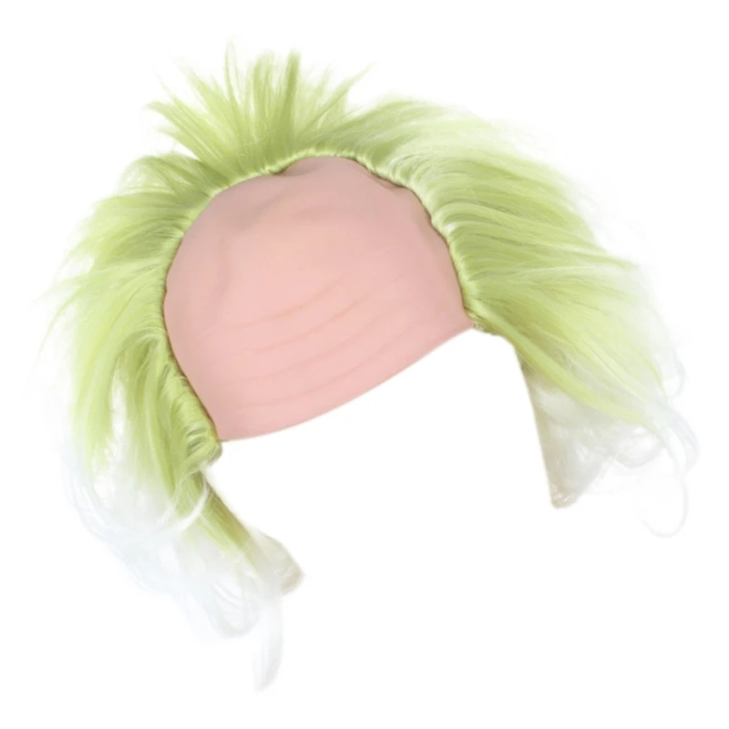 652f شعر مستعار أخضر مع أصلع أصلع أصلع مجعد البصلح الباروكي Cosplay Party Party