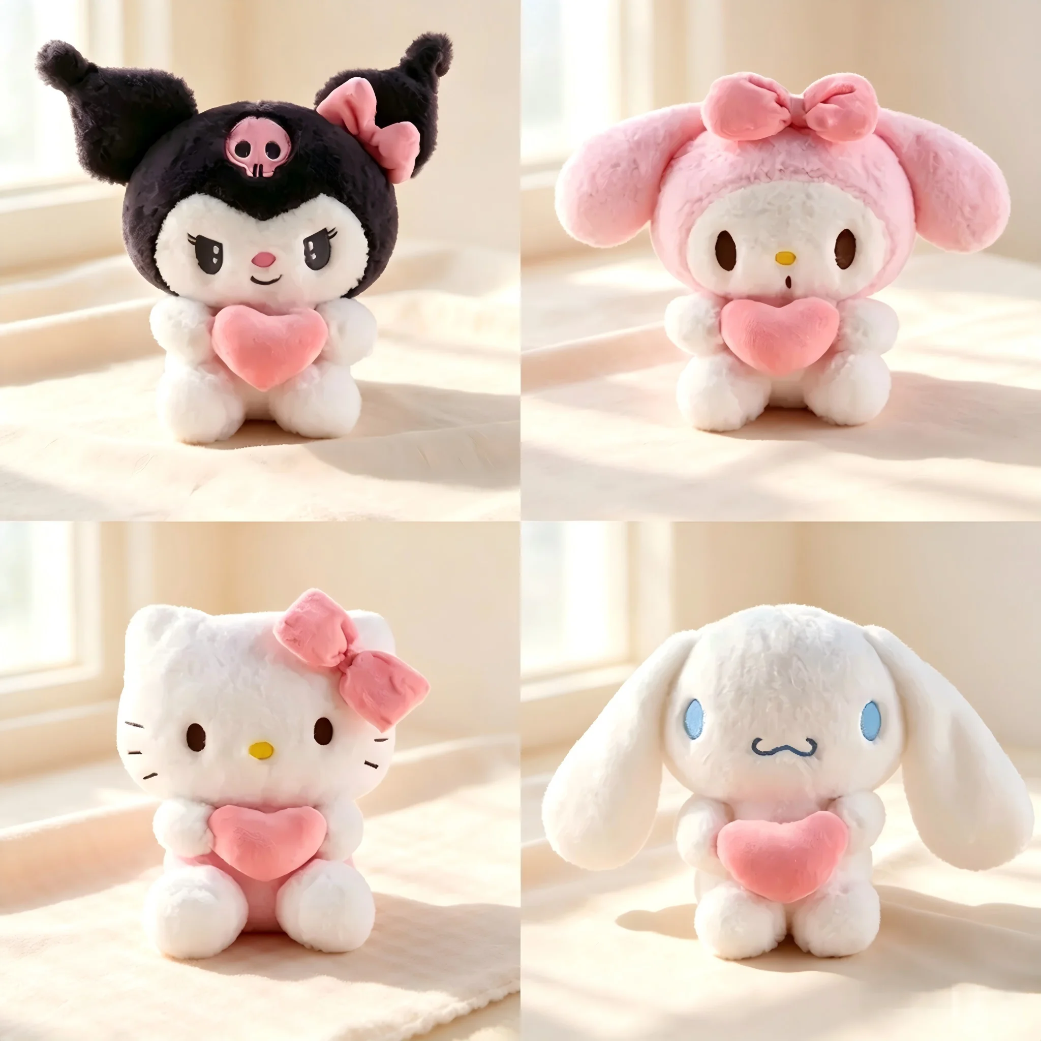 CUte 22 cm flauschiges Sanrio-Stoffkissen, Cartoon-Plüschpuppe mit mehreren Charakteren, weiches, bequemes Schlafspielzeug, Geburtstagsgeschenk für Mädchen