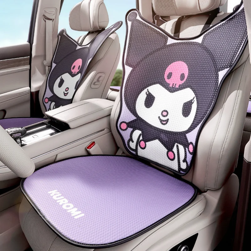 Sanrio Kuromi Hello Kitty Car Seat Cushion Neck Pillow Four-Season Breathable Cushion Seat Cover Cartoon Car Accessories