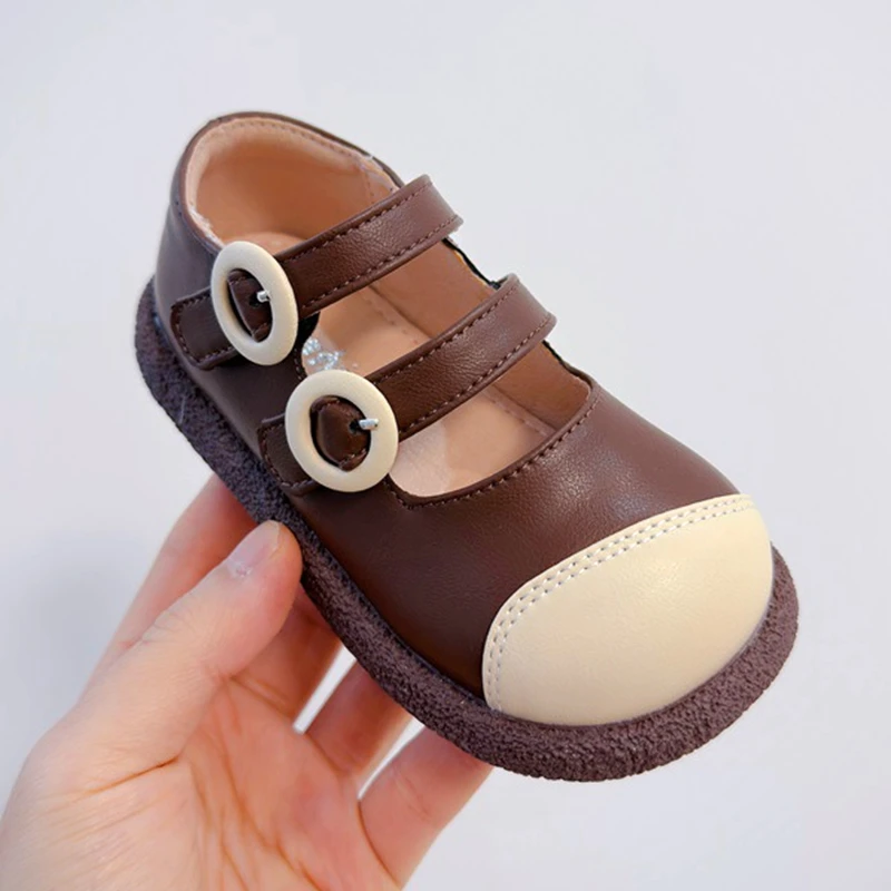 2025 New Girls Dress Shoes Patch Soft Toddler Little Princess Strap Ballet Mary Jane Ballerina Flats Todder Women Leather Shoe