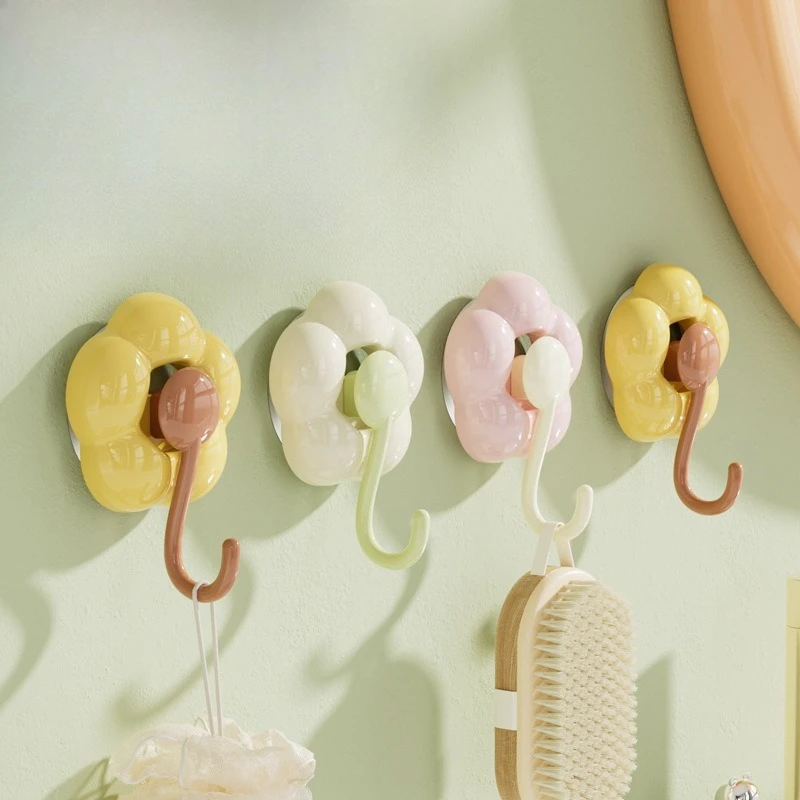 Flower Sunflower Suction Cup Hook Without Punching  Markless Hook Vacuum Suction Cup Kitchen Bathroom