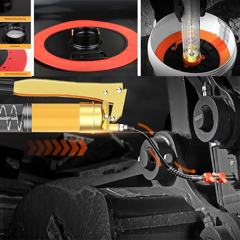 600CC High Voltage Transparent Portable Style, Gold Plated Tie Rod Double Piston Design,Filling Equipment,Manual Grease Guns,New