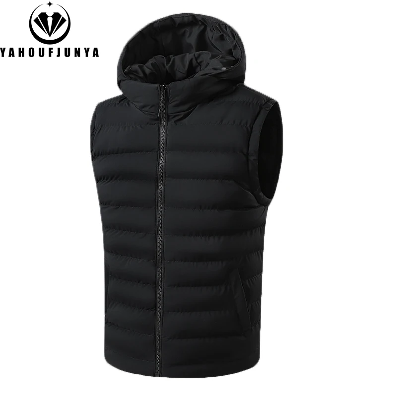 Autumn Men Double Sided Wear Outdoor Detachable Hooded Vest Men Winter Fleece Warm Solid Zipper Casual Fashion Vest Male Coat