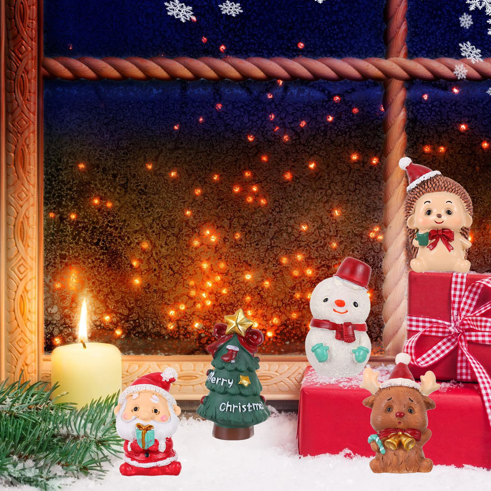

5 Pcs Christmas Ornaments Resin Miniature Figurine Craft Decor for Tree Desktop Xmas Crafts Figures Figurines