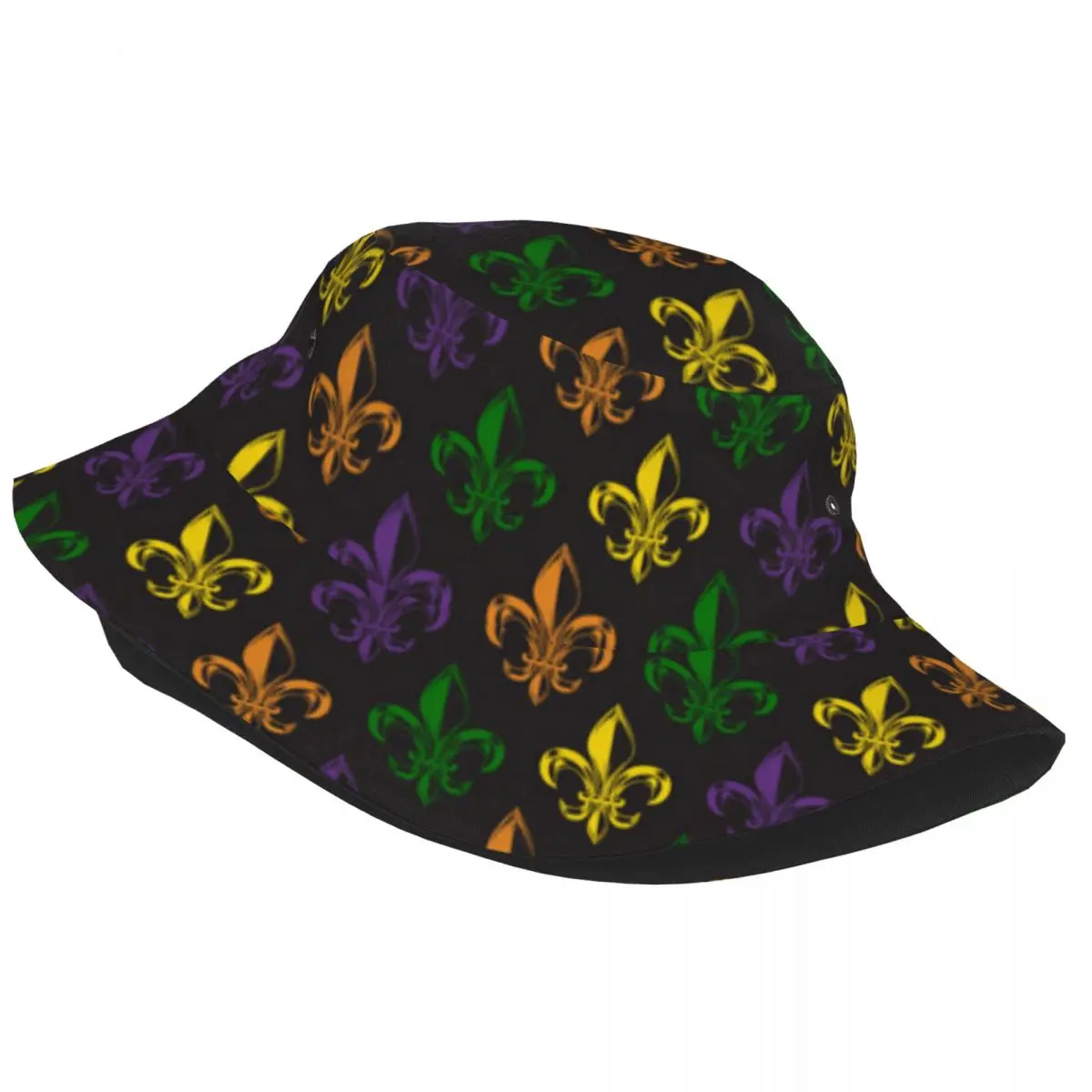 Mardi Gras Carnival Pattern Unisex Casual Sun Hat Bucket Bob Hip Hop Cap Fisherman Panama