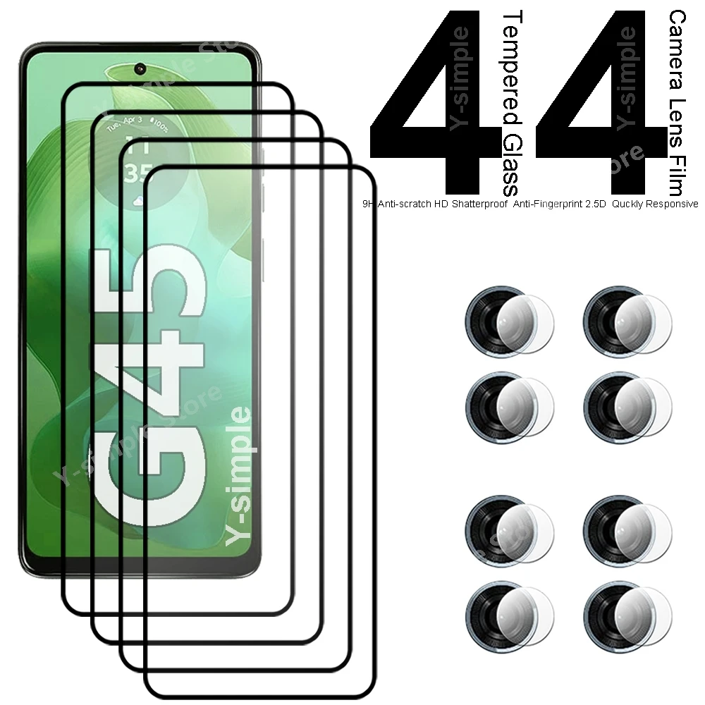 4+4 Phone Glass For Motorola Moto G45 Protector Full Coverage Soft Camera Lens film For Moto G45 Tempered Glass