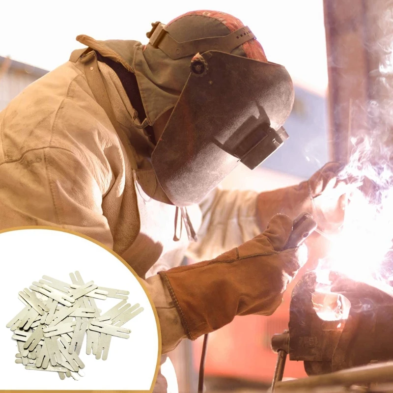 G92C 100 Pieces/set Nickel Plated Steel Strap Strip Sheets with Low Resistivity H-Shaped Steel Strap Strip Sheets for Welder