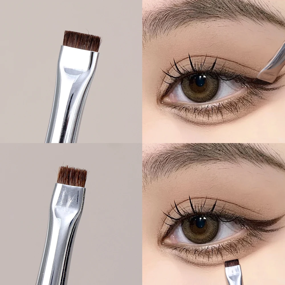 Professionele Platte Kop Liggende Zijderupsborstel Ultra Dun Onder De Oogmake-Up Borstels Precieze Detail Borstel Vrouwen Cosmetische Hulpmiddelen