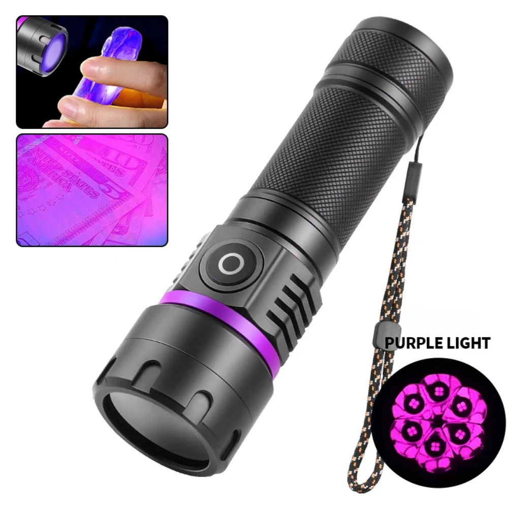 UV Flashlight Black Light Purple Lamp Pet Urine Stains Detection Hand Torch Anti-counterfeiting Lantern Bed Bug Detection