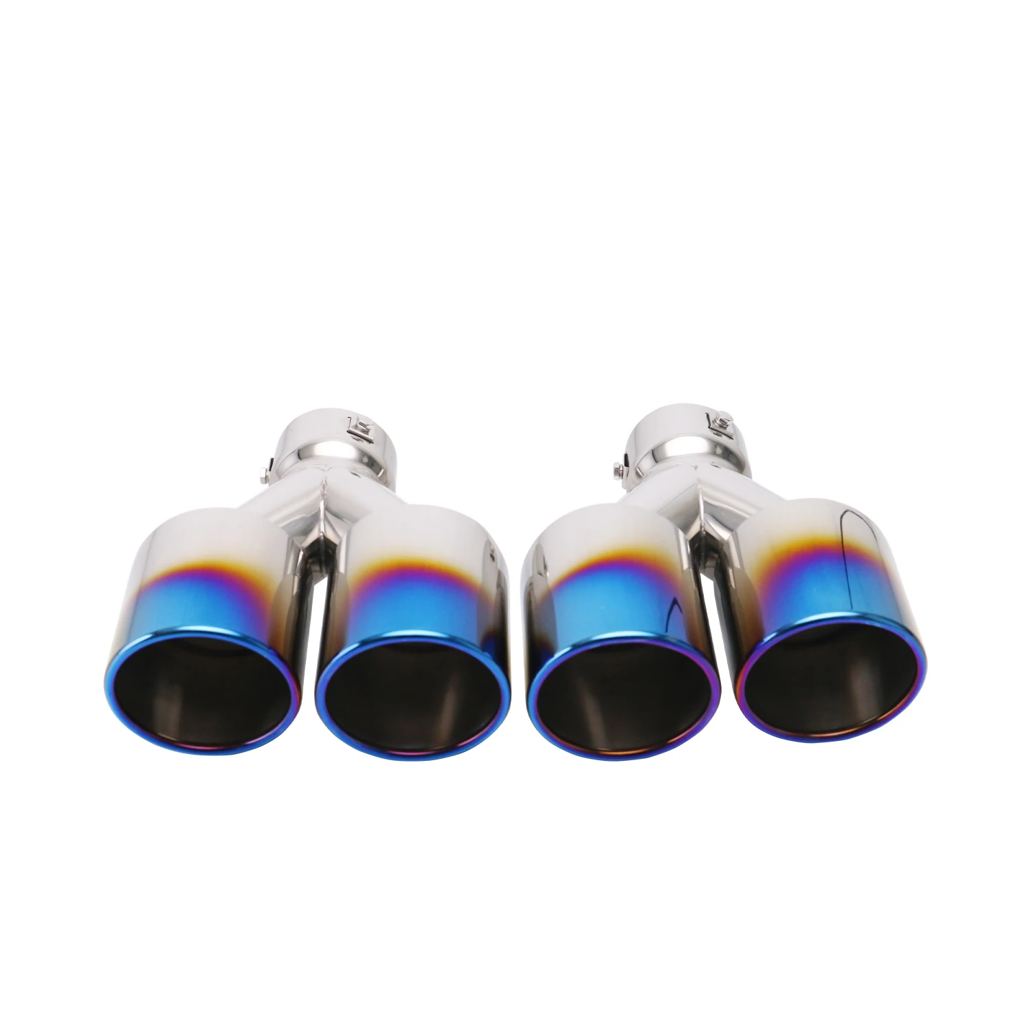 

Car Exhaust System Throat Tailpipe Stainless Steel 3" to 4" Universal Dual Exhaust Tips Adjustable