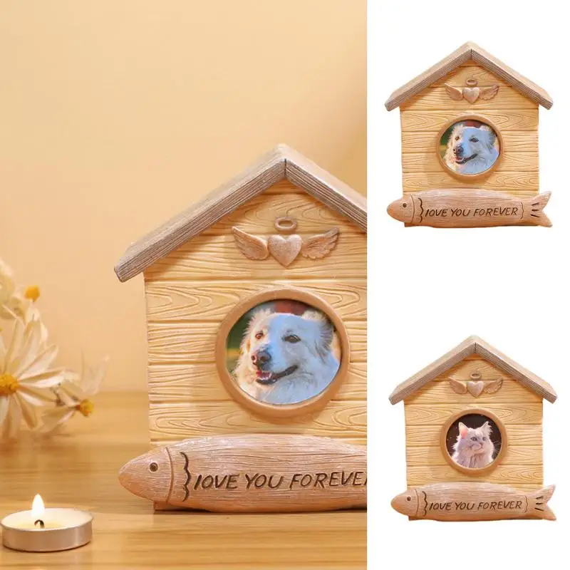 Pet Urns, Resin Cremation Dog Urn, Dog Statue Urns For Ashes With Photo Frame, Memorial Keepsake Dog Urn box For Pet Lovers