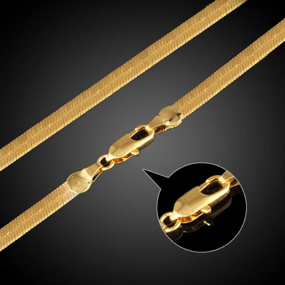 

30 Inch Flat Snake Chain Necklace 7Mm Wide Gold Plated Copper Jewelry For Men Women Hiphop Party Gift Accessory