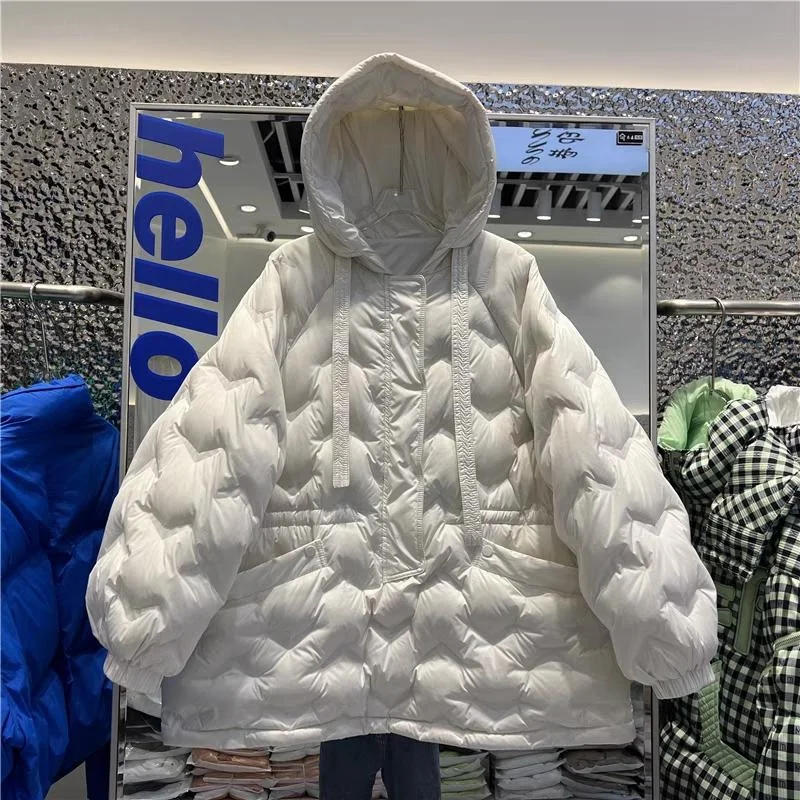 

Белый ду пуховик с подкладкой Jaet, женское легкое пальто средней длины с капюшоном, корейское свободное художественное пальто с блестками, весна-осень