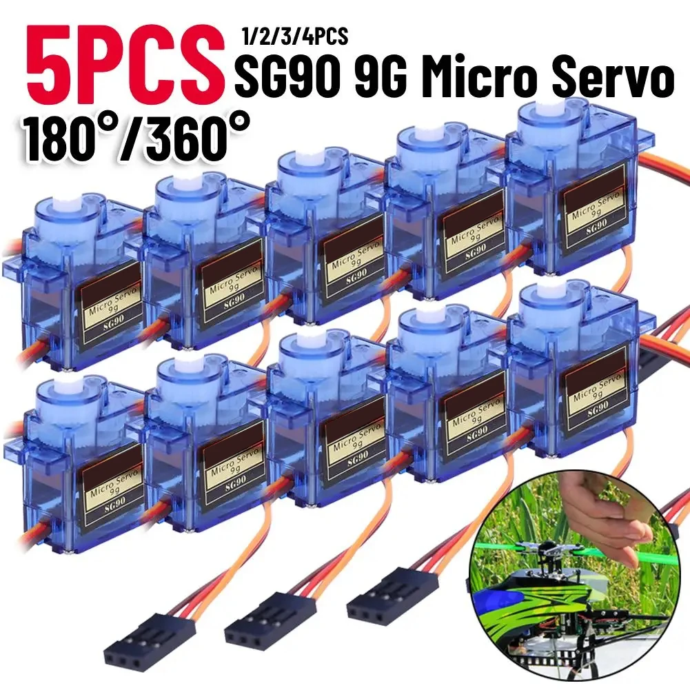 1-5pcs SG90 9G Micro Servo Servo Motor for RC Planes Robot Arm 180°/360° Fixed-Wing Servo Motor Controls for Airplane Helicopter