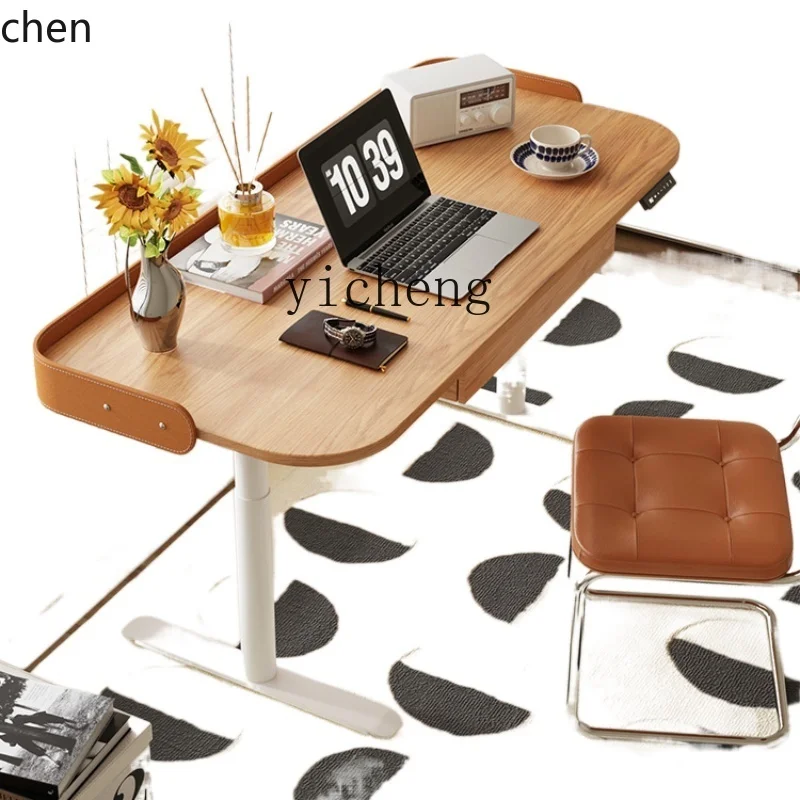 YFY  Lifting Desk Home Small Apartment Modern Simple Study Japanese Style Log Style Intelligent Double Motor Computer Desk