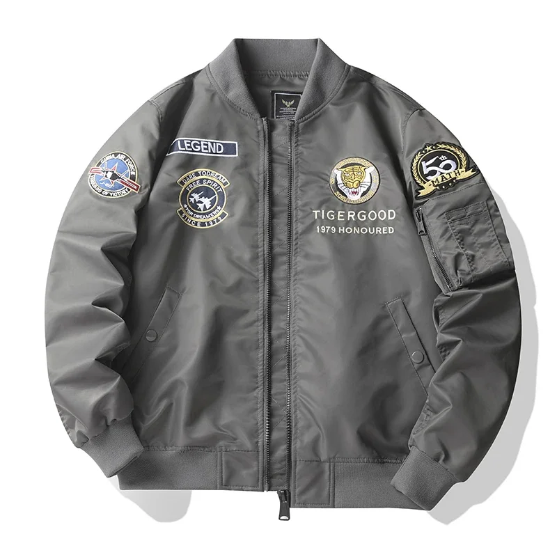 Men's Work Thin Jacket Spring Outdoor Motorcycle Training Windproof Collar Windbreaker Fashionable Embroidered Baseball Jacket