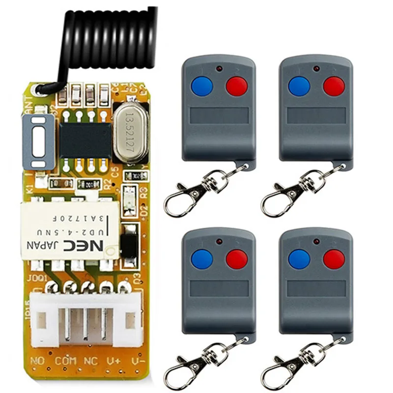 3.7V Tiny RF Remote Switch 433MHZ 4.2V 4.5V 5V 6V 7.4V 9V 12V Small Relay Contact Wireless Switches NO COM NC Mini RX TX